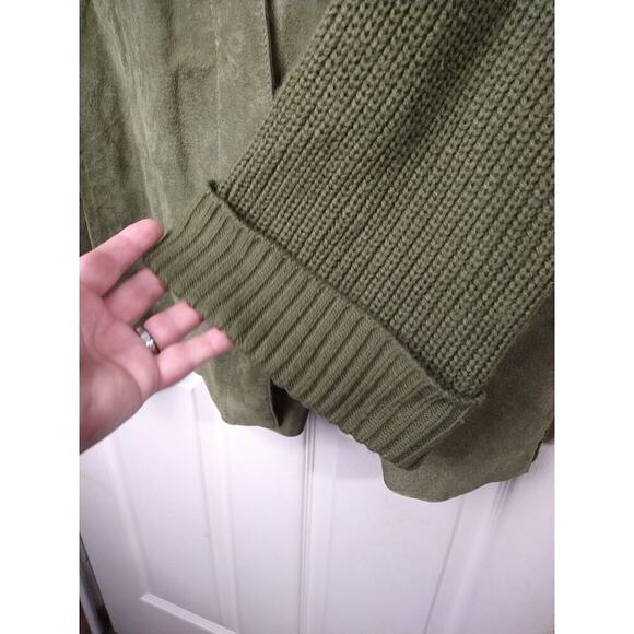 A.M.I. Woman 2X Jacket/ Sweater Green Snap 100 Leather Front Pocket Lined - Picture 8 of 12